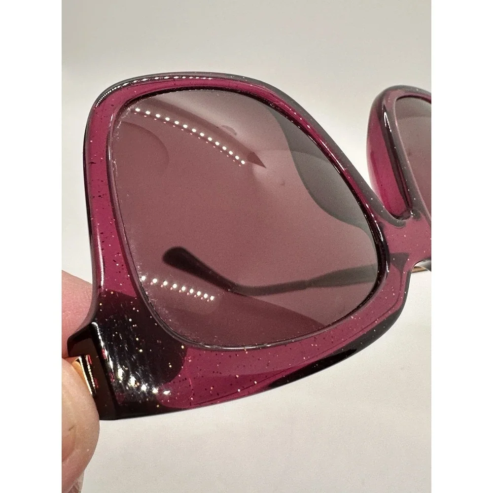 DIFF Eyewear Bella Oversized Square Sunglasses Pink Burgundy Gold‎ w Case EUC!